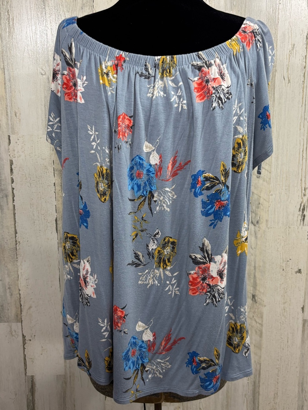 Maurices Plus Size Slate Blue Off-Shoulder Floral Top‎